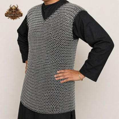 Aluminum Butted Chainmail Haubergeon Vest – 10MM Round Ring 16 Gauge Medieval Armor Gift for Father's Day