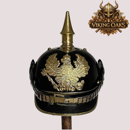 Black German Pickelhaube Helmet – Prussian Spiked Military Replica Armor