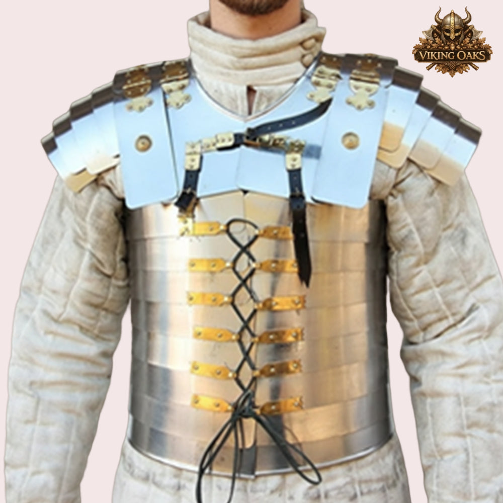 Lorica Segmentata Roman Armor Set with Roman Helmet Red Plume