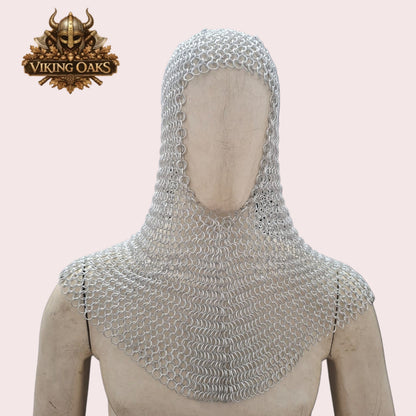 Black Crusader Helmet with Chainmail Coif & Stand Medieval Knight Armour Set