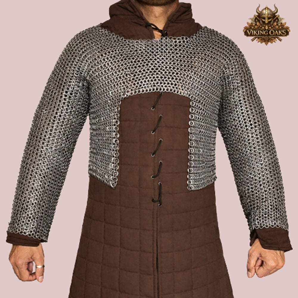 Stainless Steel Chainmail Half Hauberk 9MM Flat Ring Full Riveted Medieval Armor Costume