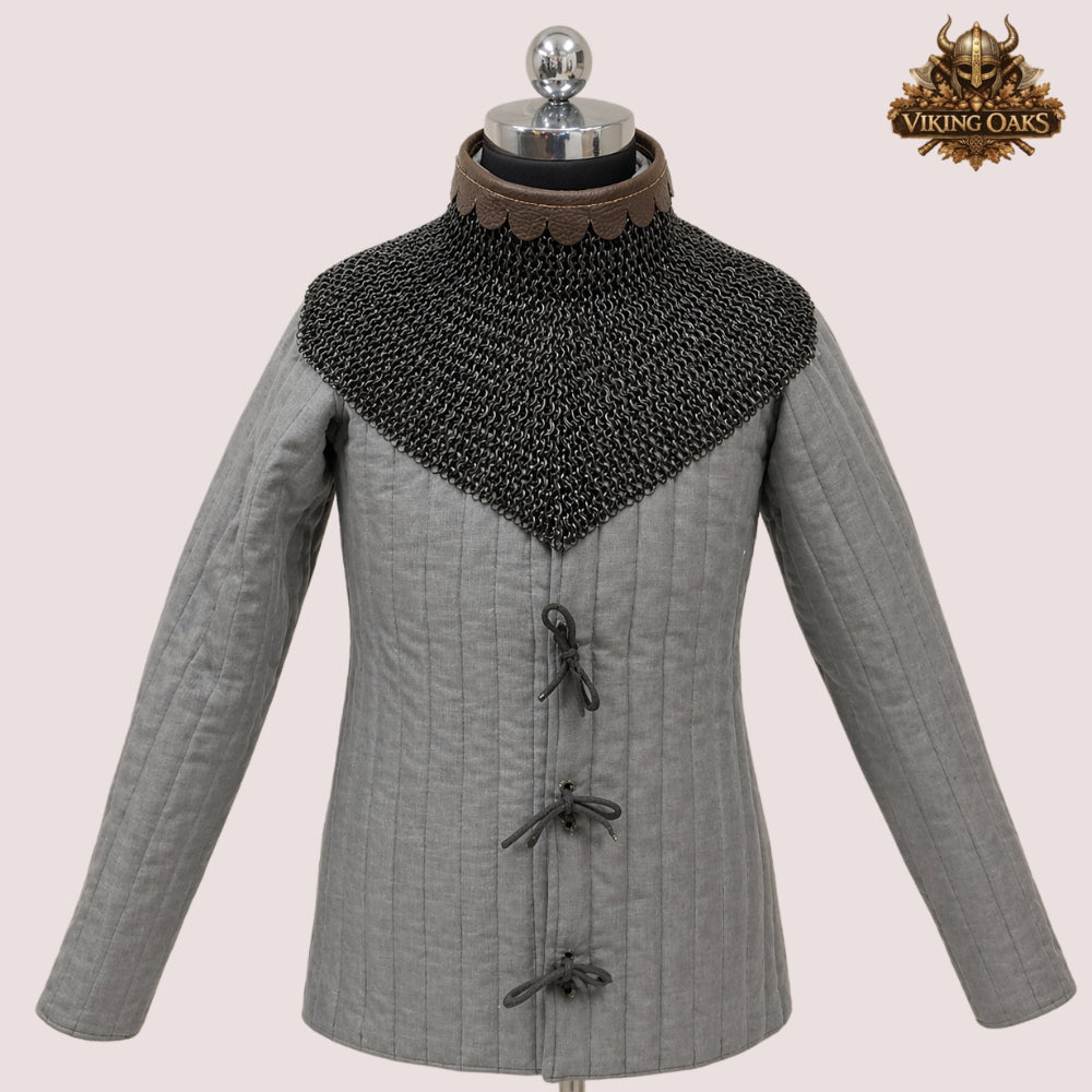 8mm Riveted Flat Ring Chainmail Aventail Dome – Medieval Neck Collar Armor, Knight Chainmail Gorget, LARP Costume Gear