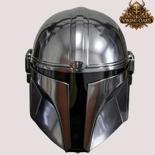 Mandalorian Helmet Cosplay Armor – Full Face Sci-Fi Bounty Hunter Helmet for LARP & Display