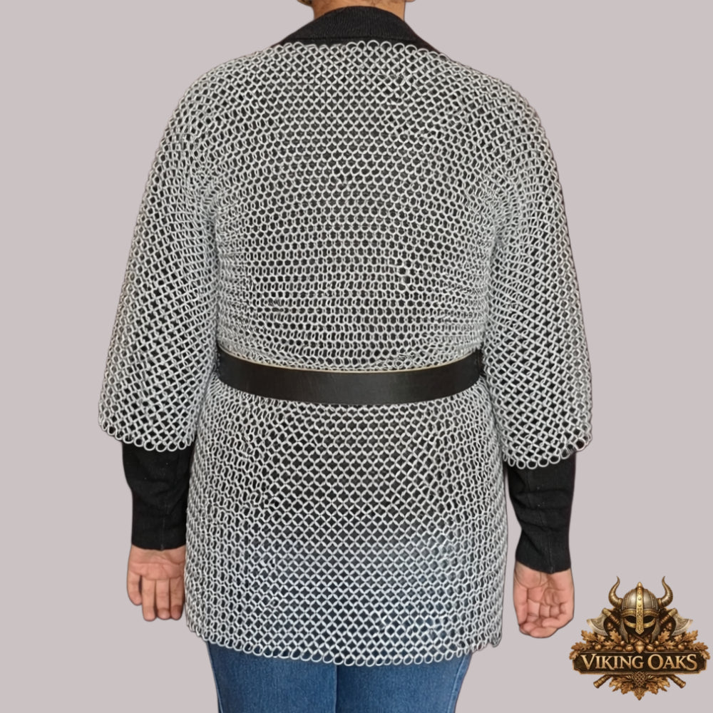 Aluminum Butted Chainmail Hauberk Half Sleeve Round Ring Medieval Shirt for LARP Cosplay Reenactment