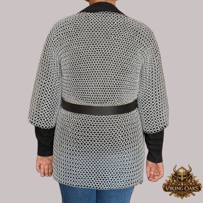 Aluminum Butted Chainmail Hauberk Half Sleeve Round Ring Medieval Shirt for LARP Cosplay Reenactment