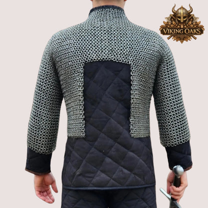 Medieval Chainmail Half Hauberk 9MM Stainless Steel Riveted Shirt