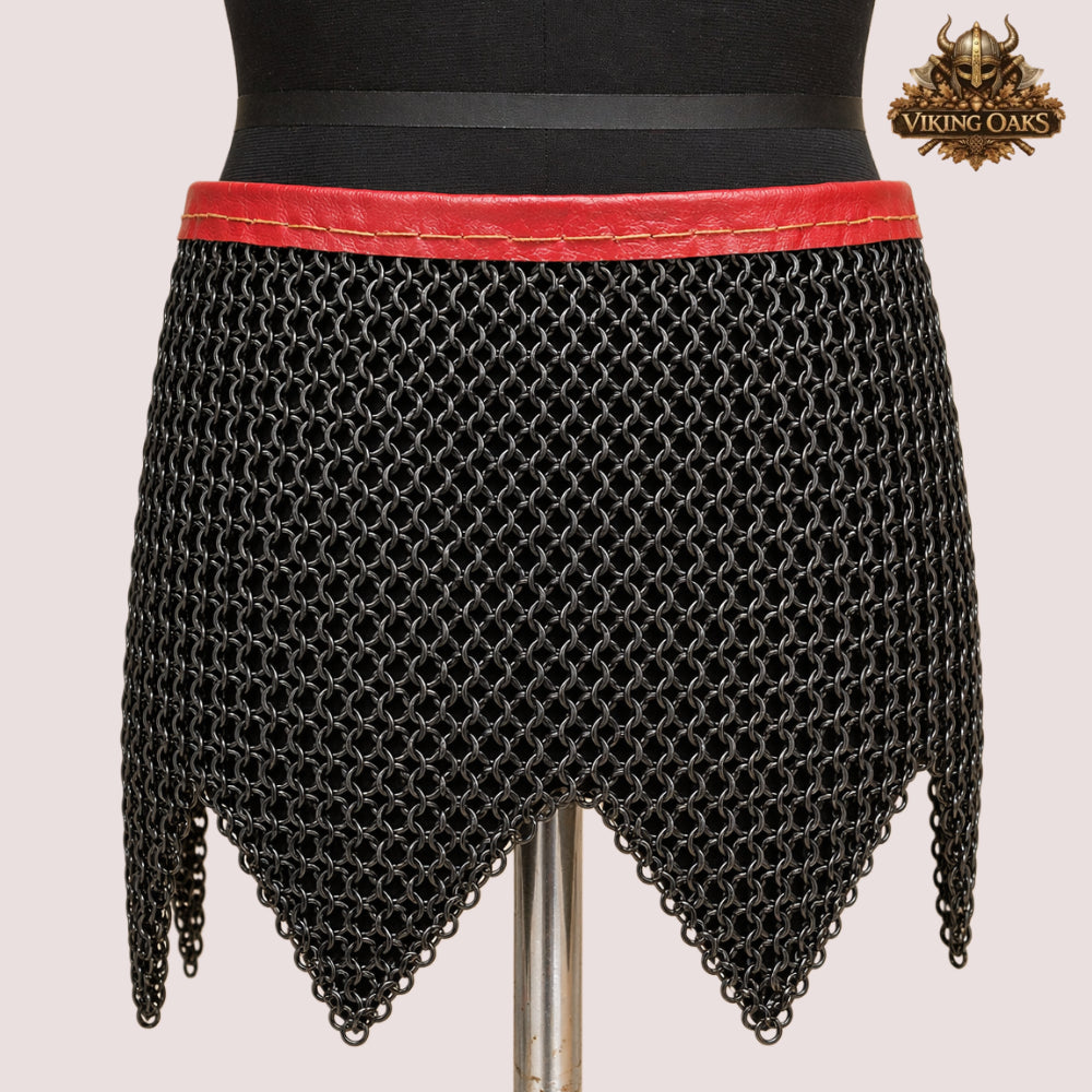Stainless Steel Chainmail Skirt – 9mm Flat Ring Riveted Medieval Armor Costume
