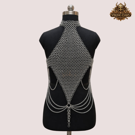 Aluminum Chainmail Bra Top – Butted Ring Stylish Fancy Bra for Halloween Parties & Events