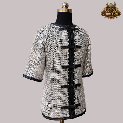 10MM Aluminum Chainmail Haubergeon – 16 Gauge Flat Riveted Rings Medieval Armor Shirt for Events