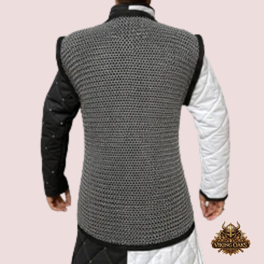 Aluminium Chainmail Haubergeon Sleeveless Armor – 10mm 16 Gauge Flat Ring Riveted with Washer Medieval LARP Reenactment Vest