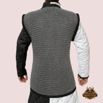 Aluminium Chainmail Haubergeon Sleeveless Armor – 10mm 16 Gauge Flat Ring Riveted with Washer Medieval LARP Reenactment Vest