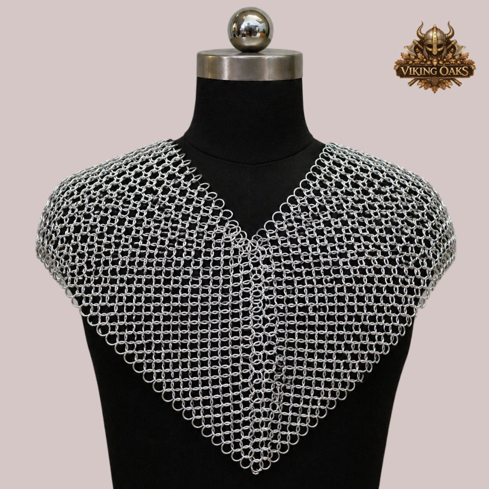 Butted Chainmail Collar – 10mm 16 Gauge Anodized Aluminum Neck Armor, Fantasy Cosplay Costume for Halloween Events