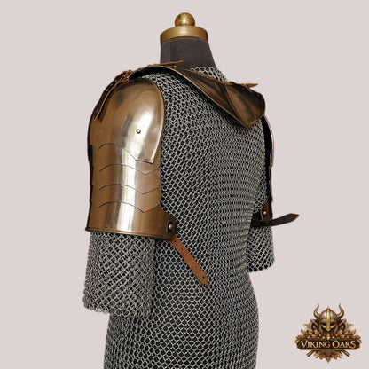 Knight Gorget & Pauldron Set – 18 Gauge Steel Shoulder Armor for LARP & Cosplay