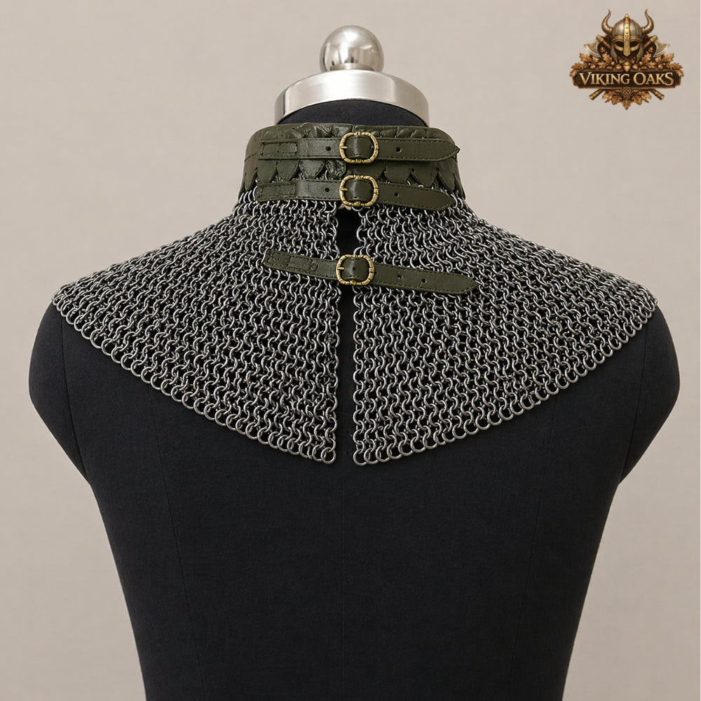 6MM Riveted Chainmail Gorget – Medieval Steel Armor Collar Neck Protection