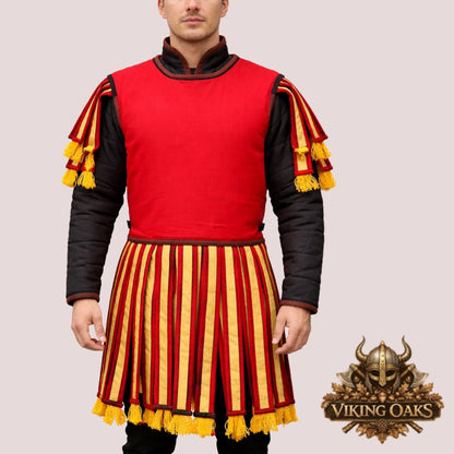 Red Roman Subarmalis Armor medieval gambeson Roman warrior padded armor for LARP cosplay SCA combat fantasy knight costume reenactment outfit