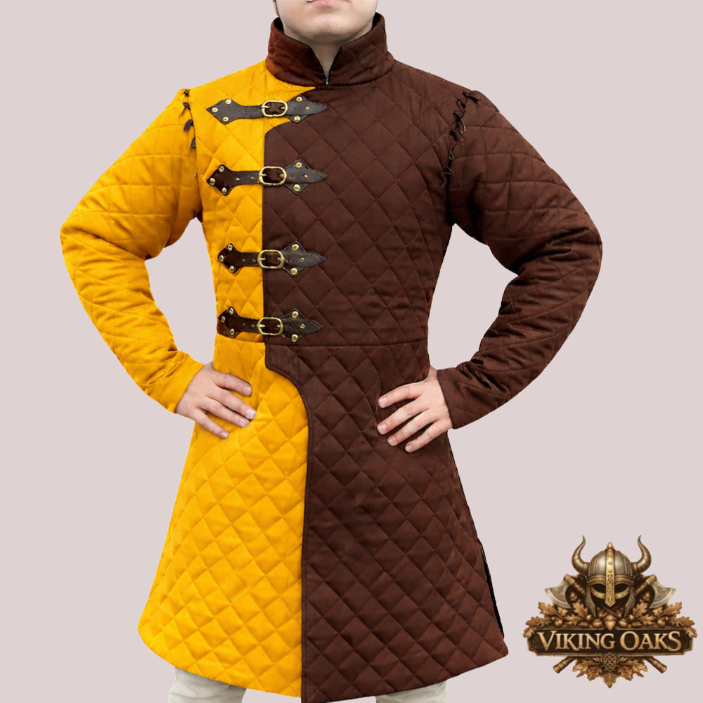 Yellow Medieval Quilted Gambeson Armor Cotton Padded Viking LARP SCA Medieval Combat Jacket