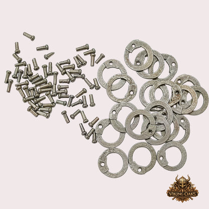 Medieval Chainmail Repair Rings & Rivets Set – Flat Steel Natural Finish Costume Accessory