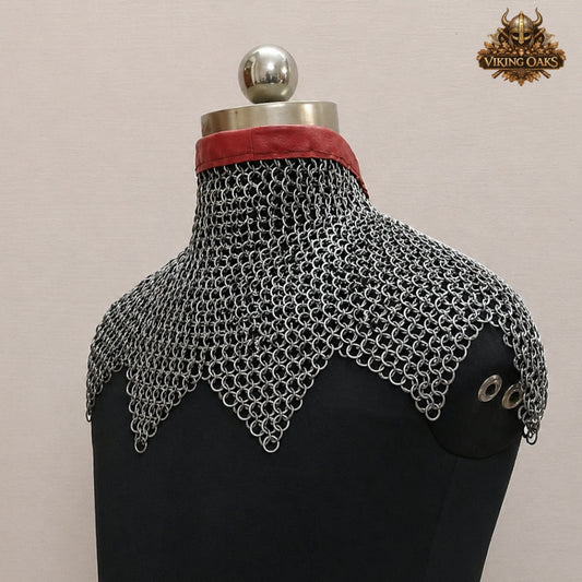 6mm Flat Riveted Chainmail Collar – Medieval Steel Gorget for LARP, Reenactment & Neck Protection