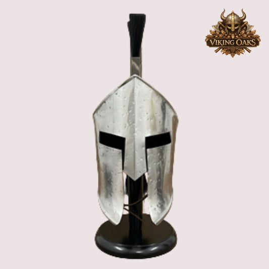 Silver Spartan Warrior Helmet – 300 Movie Replica, Halloween Gift for Him