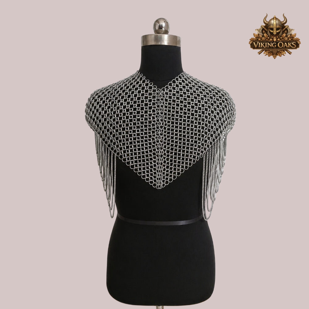 Aluminum Chainmail Collar – Butted Ring Neck Armor – Lightweight Medieval Gorget for Renaissance Faire, LARP & Cosplay