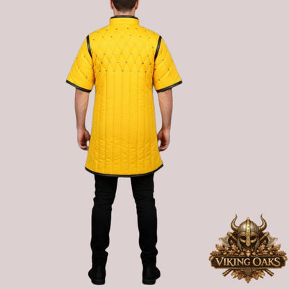 Medieval Renaissance Gambeson Armor padded cotton tunic with leather accents for men and women costume reenactment