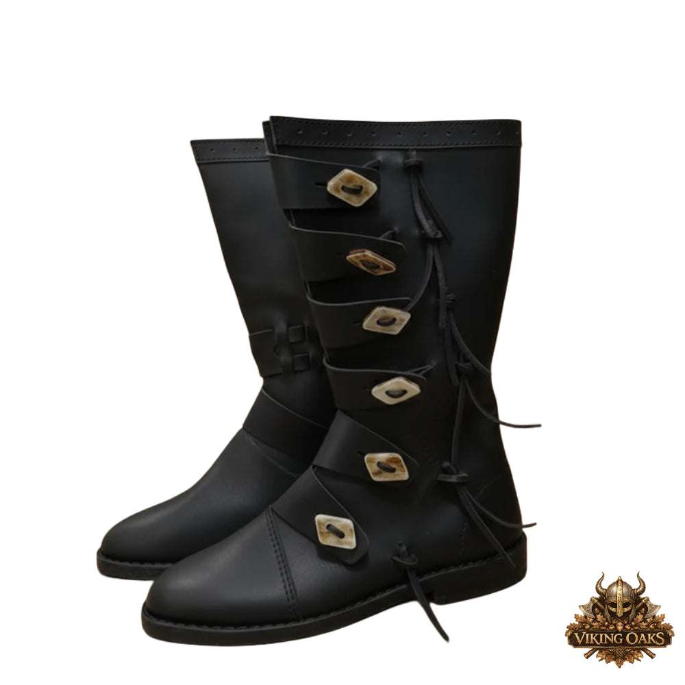 Men's Black Renaissance Festival Combat Boots for Outdoor Roleplay