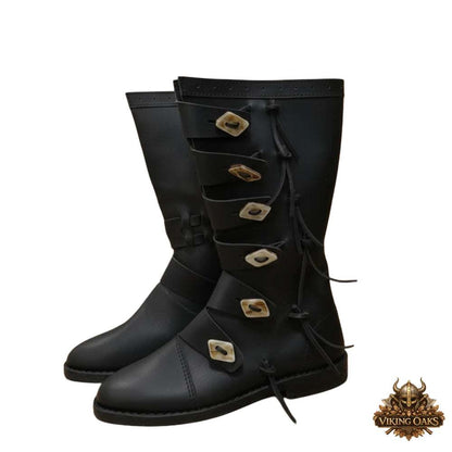 Men's Black Renaissance Festival Combat Boots for Outdoor Roleplay