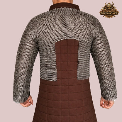 Stainless Steel Chainmail Half Hauberk 9MM Flat Ring Full Riveted Medieval Armor Costume