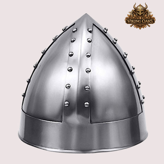 Deluxe Norman Nasal Helmet – Medieval Armor with  Display Stand, Liner & Chin Strap
