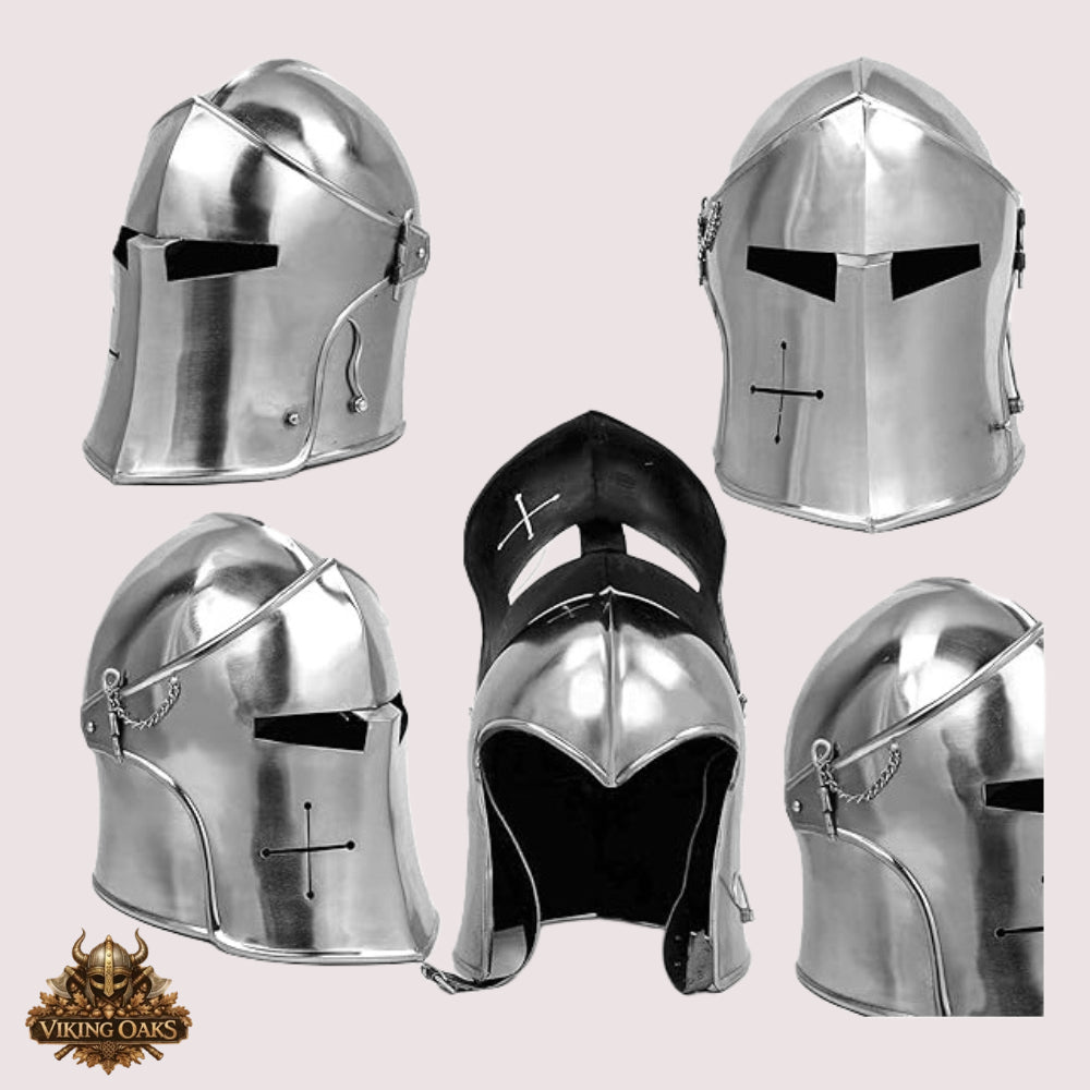 Medieval Barbute Helmet – Fully Wearable Armor for Role Play with  Display Stand