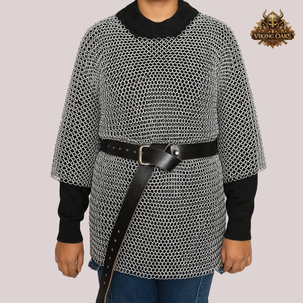Butted Chainmail Shirt 10MM 16 Gauge with Handmade Spaulders – Medieval Armor Gift