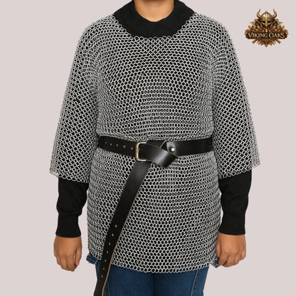 Butted Chainmail Shirt 10MM 16 Gauge with Handmade Spaulders – Medieval Armor Gift