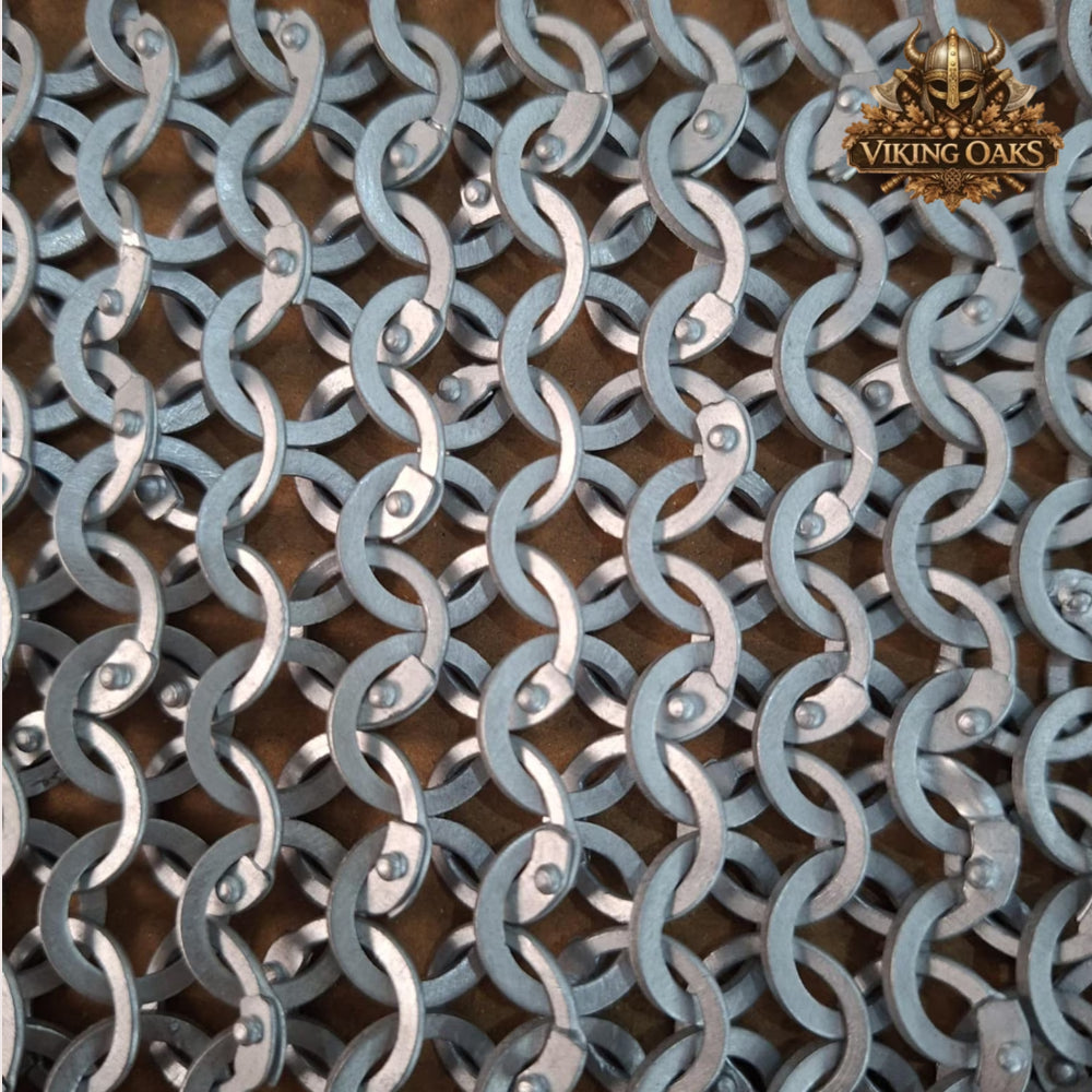 Aluminum Chainmail Haubergeon Sleeveless 10MM 16 Gauge Flat Ring Riveted with Washers Medieval Armor