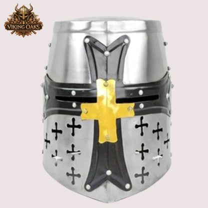 Special Edition Templar Crusader Knight Helmet – Medieval Armor with Display Stand, Gift for Him