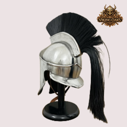 Silver Spartan Warrior Helmet – 300 Movie Replica, Halloween Gift for Him