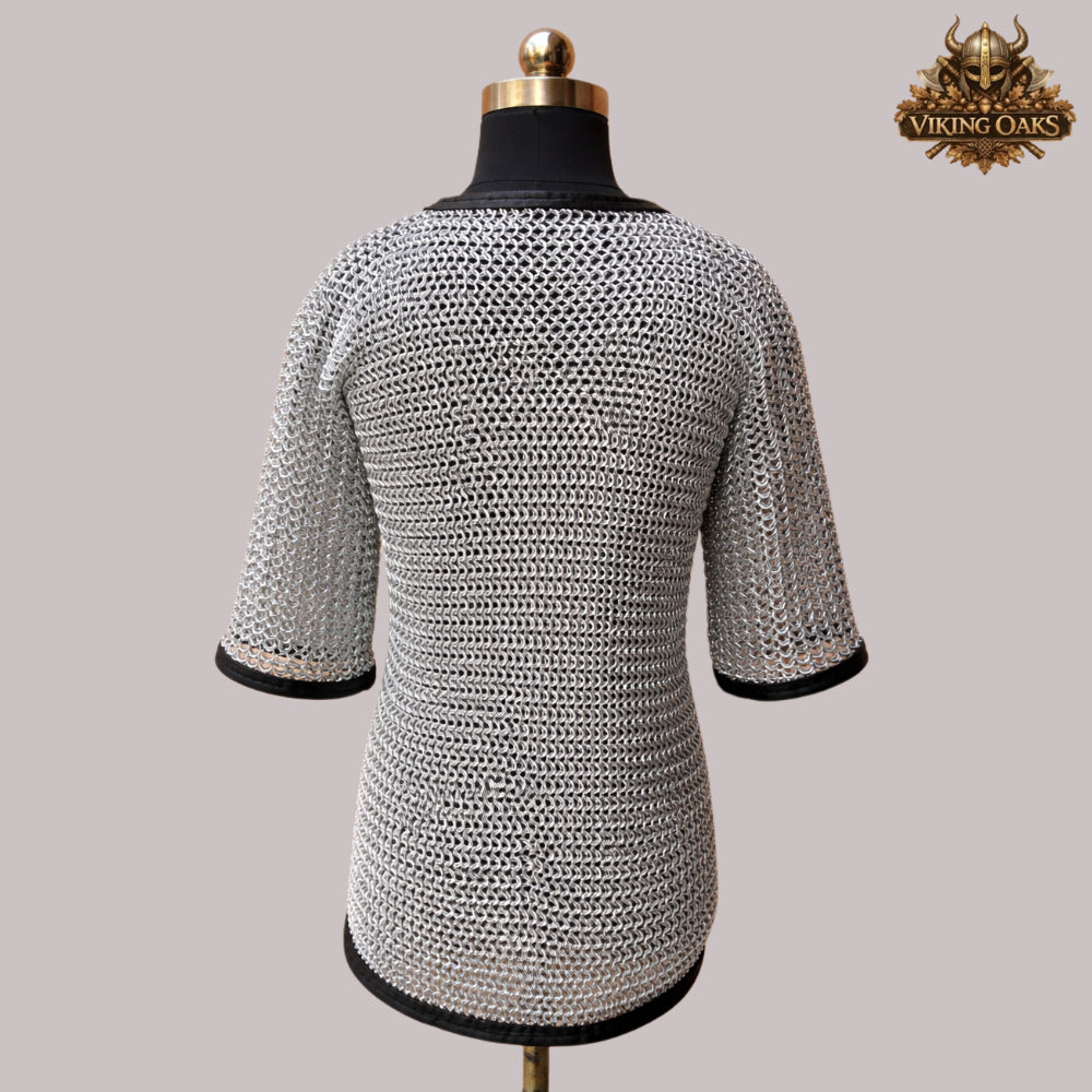 10MM Aluminum Chainmail Haubergeon – 16 Gauge Flat Riveted Rings Medieval Armor Shirt for Events