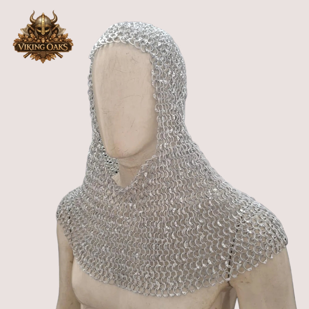 Aluminum Chainmail Coif Ren Faire LARP Viking Costume Halloween Hood
