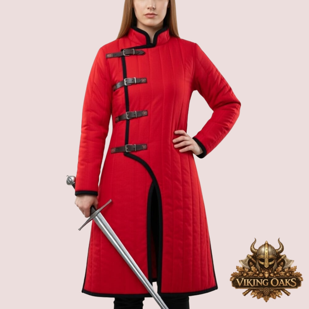 Medieval Gambeson Tunic historical costume outfit with size options displayed