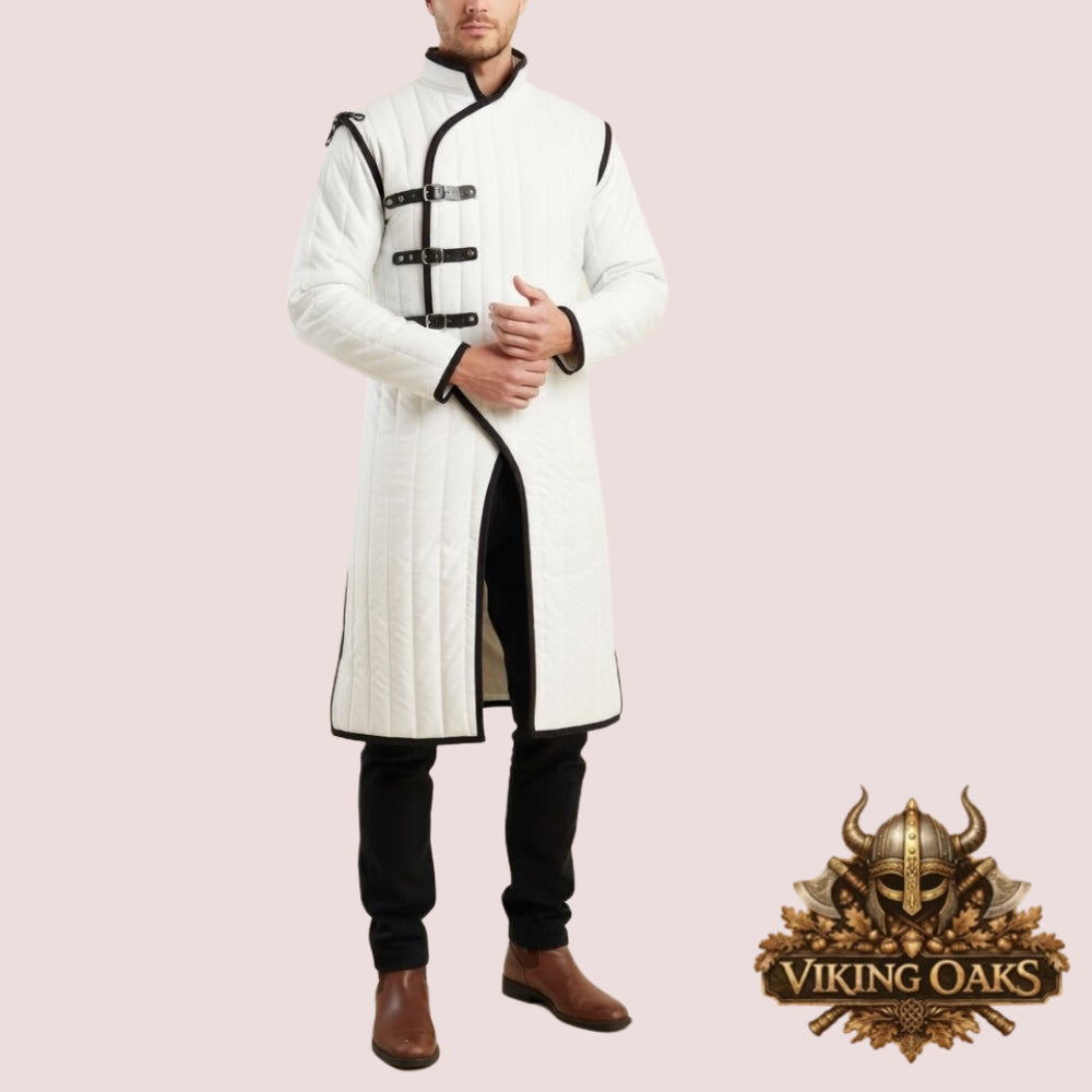 Medieval Gambeson Tunic for Renaissance Fair LARP costume with size chart and custom options