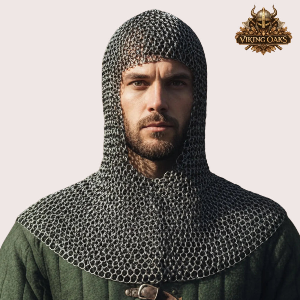 9mm Riveted Flat Ring Chainmail Haubergeon Viking Shirt with Brass Trim for Events
