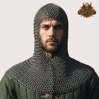 9mm Riveted Flat Ring Chainmail Haubergeon Viking Shirt with Brass Trim for Events