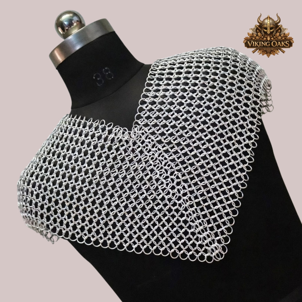 Butted Chainmail Collar – 10mm 16 Gauge Anodized Aluminum Neck Armor, Fantasy Cosplay Costume for Halloween Events
