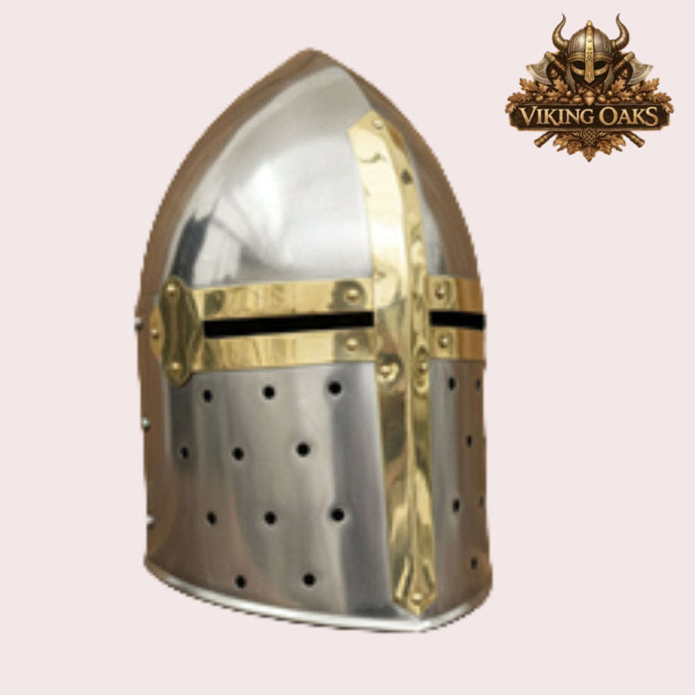 Sugarloaf Helmet Combo Set Silver & Black Medieval Knight Helmets