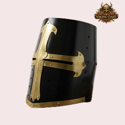 Crusader Helmet Set Silver and Black Medieval Knight Armour