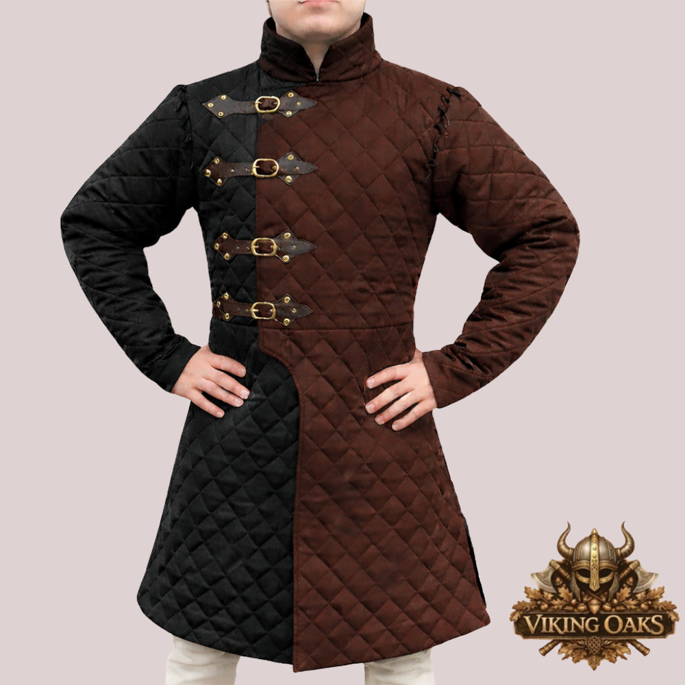 Handmade Medieval Quilted Gambeson Armor Brown Cotton Padded LARP SCA Viking Jacket for Reenactment Cosplay