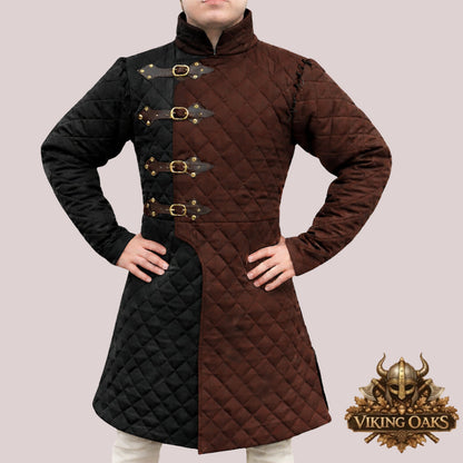 Handmade Medieval Quilted Gambeson Armor Brown Cotton Padded LARP SCA Viking Jacket for Reenactment Cosplay