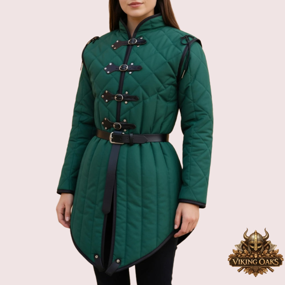 Ladies Quilted Gambeson Armor – Women’s Padded Medieval Jacket for Reenactment