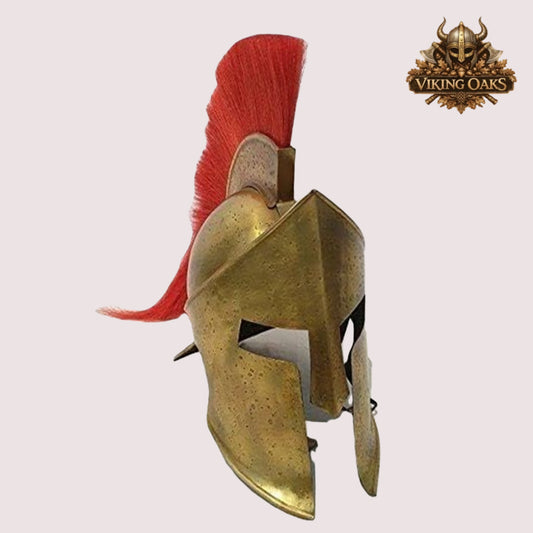 Brass Antique Spartan Warrior Helmet – 300 Movie Replica with Display Stand