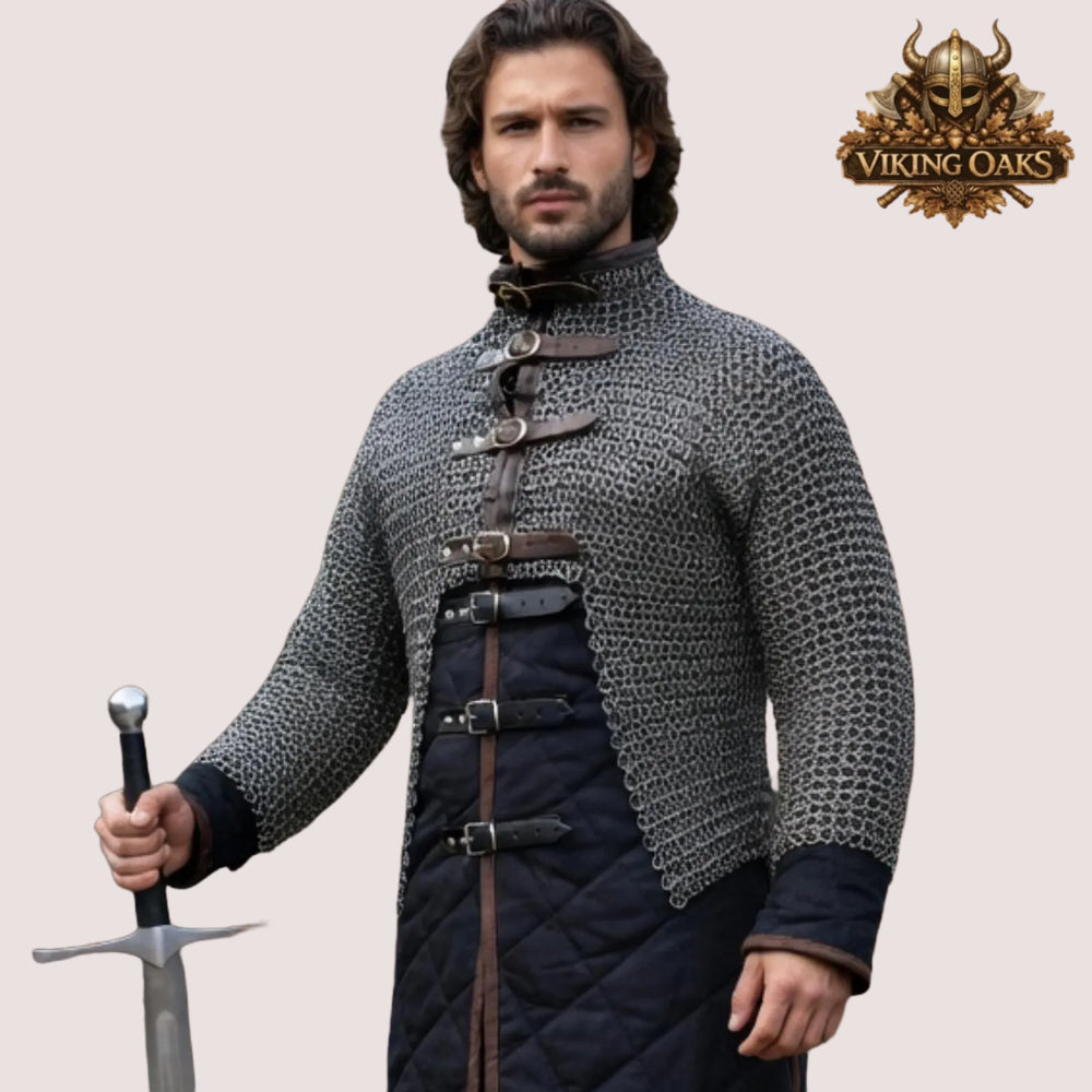 Medieval Chainmail Half Hauberk 9MM Stainless Steel Riveted Shirt