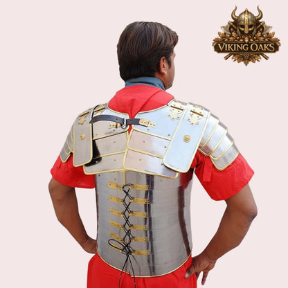 Roman Armor Set Brass Lorica Segmentata with Helmet and Red Crest